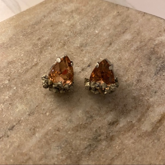 Borcik Jewelry - Pyrite and Peach Stud Earrings Borcik Jewelry - Pyrite and Peach Stud Earrings